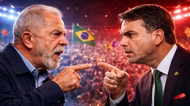 Lula e Flávio Bolsonaro são adversários diretos nas eleições 2026