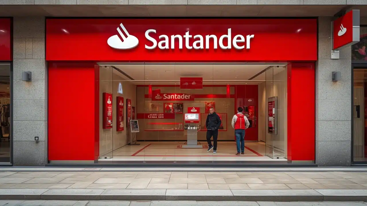 Fachada de agência do banco Santander