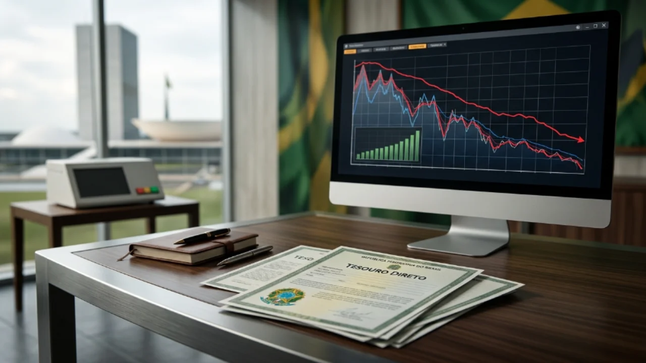 Taxas do Tesouro Direto caem após pesquisa Quaest indicar disputa eleitoral mais apertada.