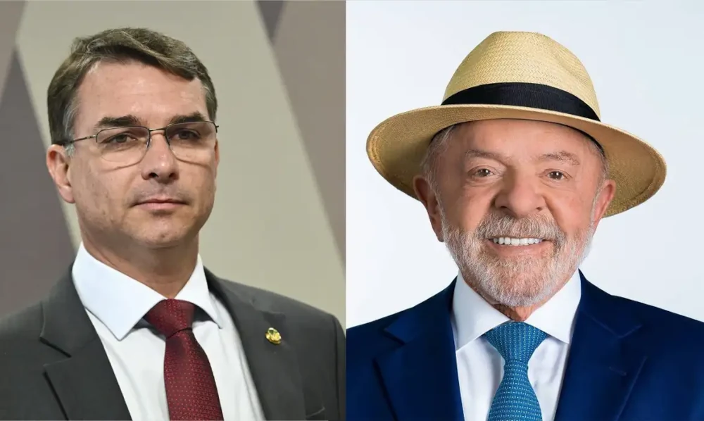 Montagem de Flávio Bolsonaro e Lula